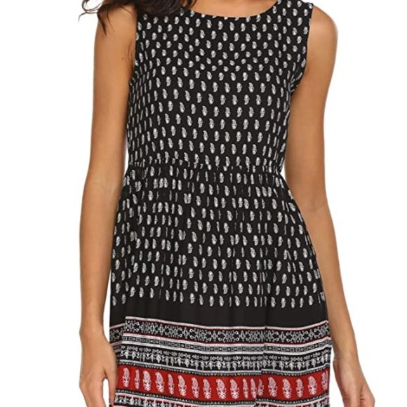 Sleeveless Ethnic Boho Knee Length Summer Casual Dress - Picture 1 of 4